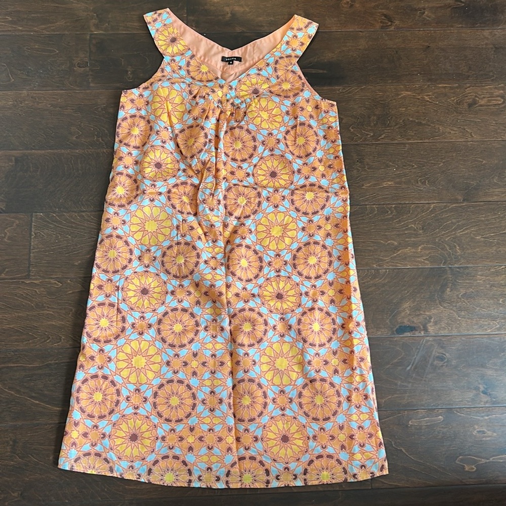 Tocca Womems Sz 4 Dress Colorful ST1925 Cotton Knee Length Sleeveless Orange